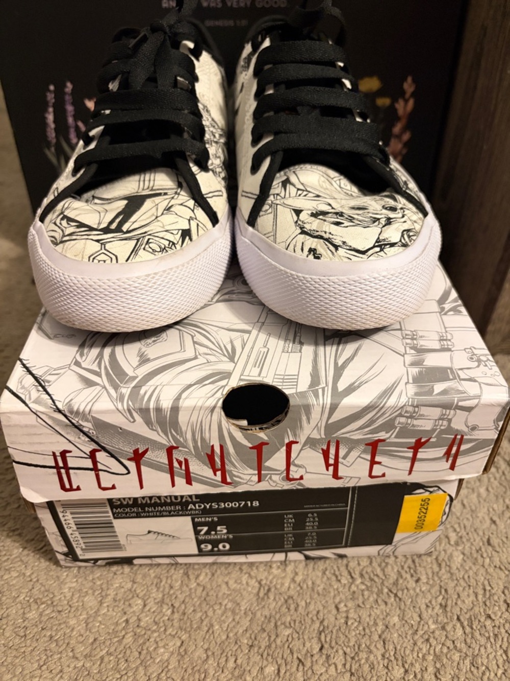 DC Star Wars Black and White Graphic Low-Top Sneakers